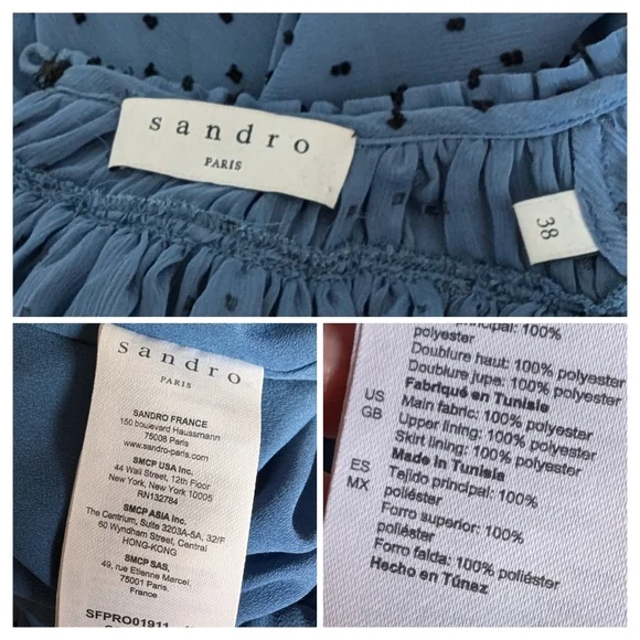 Sandro clip dot ruffled mini dress 38 - Picture 11 of 15